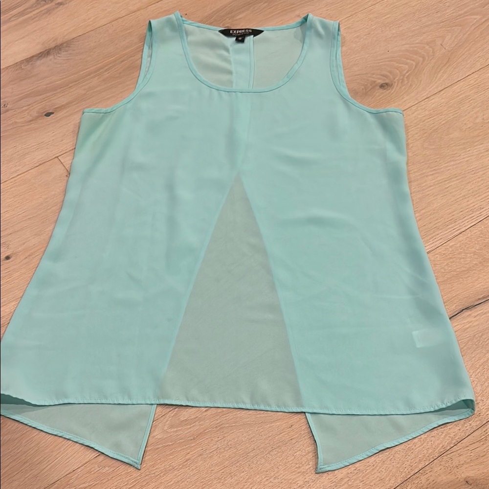 Express Green Asymmetrical Sleeveless Tank Top